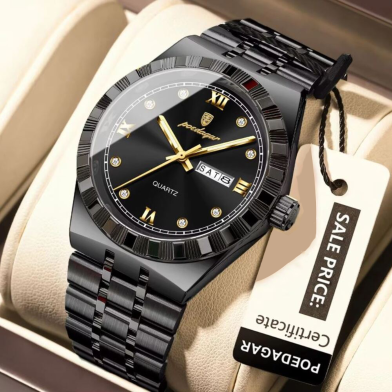 POEDAGAR 872 Quartz Waterproof Luminous Stainless Steel Watches for Men image