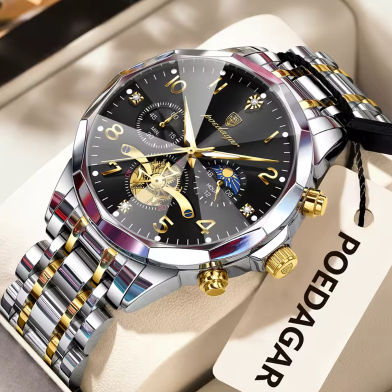 Poedagar 939 Men’s Quartz Chronograph Watch | Gold Black image