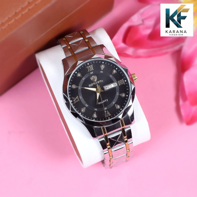 POEDAGAR / Binbond Quartz Stainless Steel Chain Analogue Date and Day Dial Watch For Men image