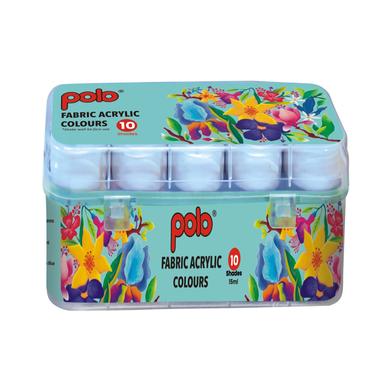 POLO FABRIC ACRYLIC COLOURS 15 ML x 10 col (Assorted ) (PLASTIC BOX) image