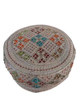 Pakistani Karachi Stone Design Tupi - Silver color (Any Design) - Size 56 image