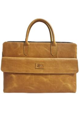 Pale Brown Slim Leather Laptop Bag image