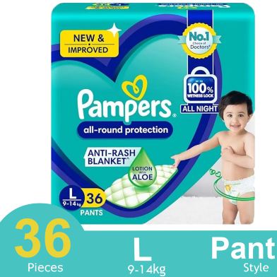 Pampers Jumbo Pants System Baby Diaper (L Size) (9-14 Kg) (36 Pcs) image