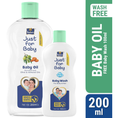 Parachute Just for Baby - Baby Oil 200ml (Baby Wash 100ml FREE) image