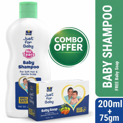Parachute Just for Baby - Baby Shampoo 200ml Baby Soap 75g Combo Set image