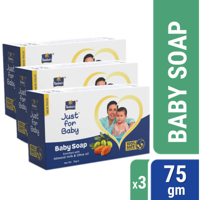 Parachute Just for Baby - Baby Soap 75g Pack of 3 Combo (75g x 3) image