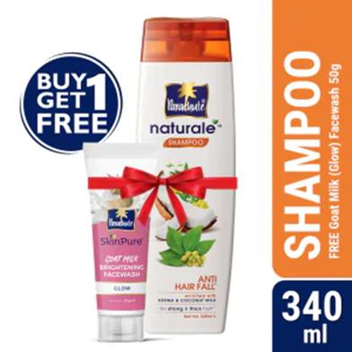 Parachute Naturale Shampoo Anti Hair Fall 340ml (FREE Goat Milk Facewash - GLOW - 50gm) image
