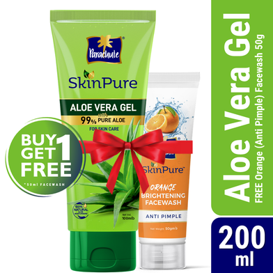 Parachute SkinPure Aloe Vera Gel 200ml (FREE Orange Facewash - ANTI PIMPLE - 50gm) image