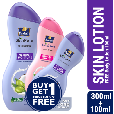 Parachute SkinPure Skin Lotion Natural Moisture 300ml (100ml Natural White Lotion Free) image