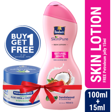 Parachute SkinPure Skin Lotion Natural White 100ml (15ml Petroleum Jelly Free) image
