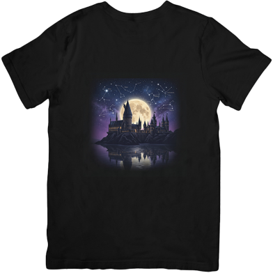 Pathok Point Harry Potter Hogwarts Castle Night Sky Constellations Black T-Shirt image