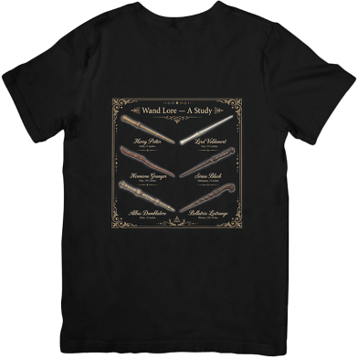 Pathok Point Harry Potter Wand Lore Infographic Study Graphic Black T-Shirt image