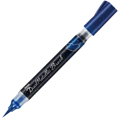 Pentel Dual Metallic Brush-Blue Plus Metallic Green image
