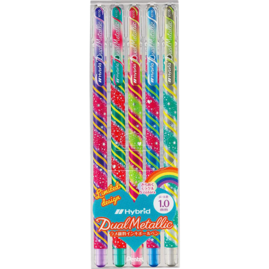 Pentel Hybrid Ball Pen Multicolor lnk (1.0 mm) - 5 Pcs image