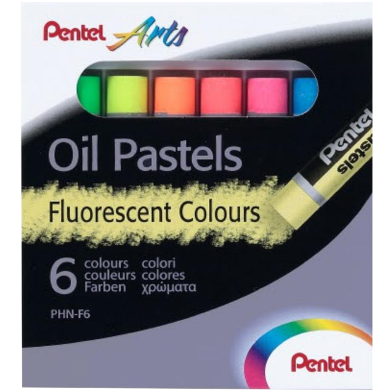 Pentel Oil Pastel FLUORESCENT 6 Color Set image