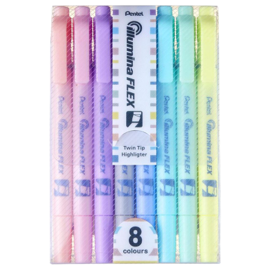 Pentel Twin Tip Illumina Flex Highlighter 8 Pastel Colors Set image