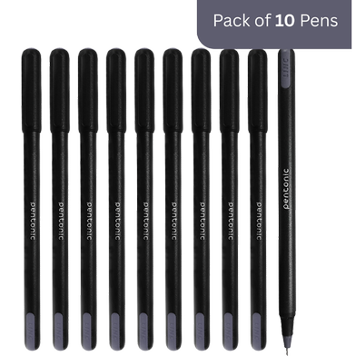 Pentonic 0.7 mm Ball Pen Blister Pack | Black Body | Black Ink | Set of 10 Pens Slide 2