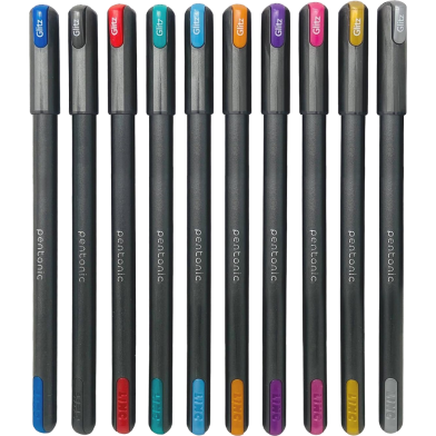 Pentonic Glitz 1.0 mm Multicolor Glitter Gel Pen | Multicolor Ink, Set Of 10 Pcs image