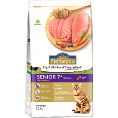Perfecta Dry Cat Food - Fresh Chicken 1.2kg For Cats Aged 7Years and up 7plus Formula image