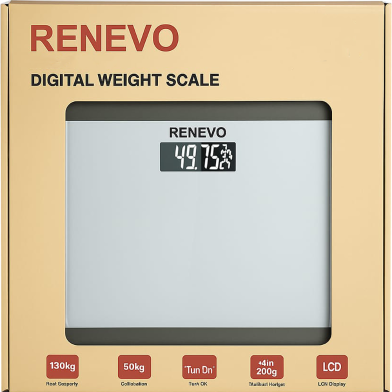 Personal Digital Bathroom Weight Measuring Scale Glass Weighing Machine for Body Weight Measurement (5mm White Round Weight Measuring Machine) (180 kg, White) - weight Scale image
