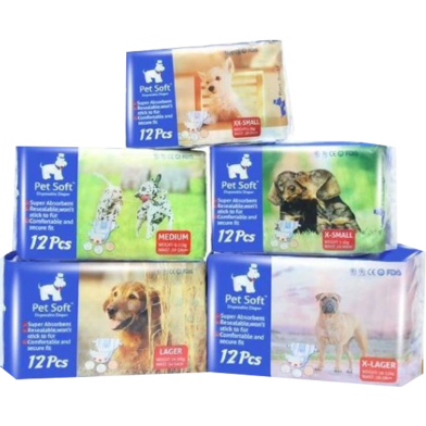 Pet Soft Pet Disposable Female Puppy Dog Diaper 12pcs pack image