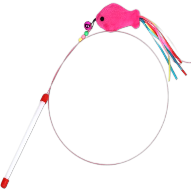 Pet Steel Wire Fish with Feather Bell Funny Cat Stick Toy image