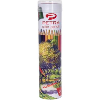 Petra Premium 24 Color Pencil Set – Durable Tin Box for School, Office and Art Drawing image