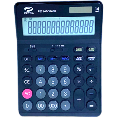 Petra PEC14D004BK 14-Digit Large Size Calculator-Black, Big Display for Easy Calculation image