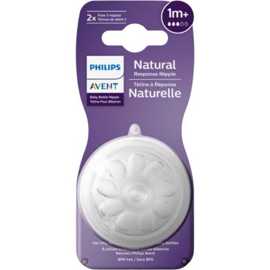 Philips Avent Natural Teats 1 Month Pluse Soft Silicone Feeding Bottle 2 Pcs Nipple Pack image