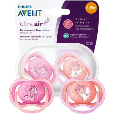 Philips Avent Ultra Air Pacifier 2Pcs - BPA-Free Dummy for Babies From 6-18 Months image