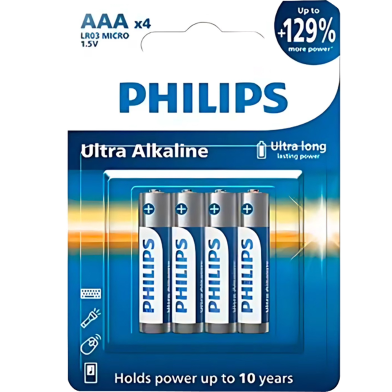 Philips LR03E4B/70 AAA Ultra Alkaline Battery Bundle of 4 Pieces image