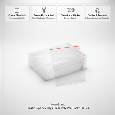 Plastic Zip Lock Bags Clear Poly Per- Pack 100 Pcs Slide 2