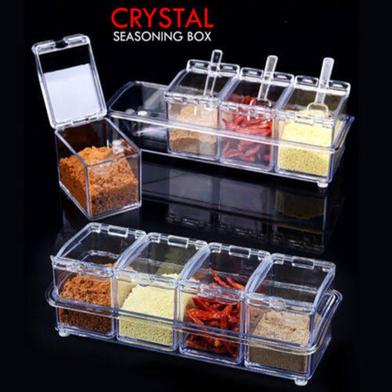 Plastic masala box with spoon - 4 pcs image