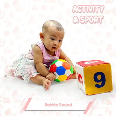 Play And Learn Baby Learning Toy Soft Soccer Dice Alphabet Roll Ball And Cube - 2pcs image