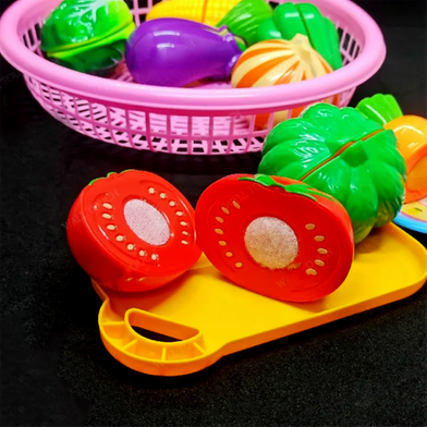 Play Food Toys Cutting Fruit And Vegetable Cutter Set With Basket
