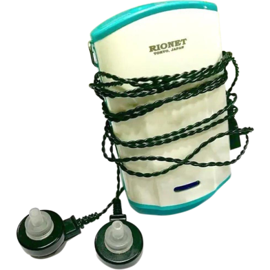 Pocket Hearing Aid For Old Age People With Extra Wires V Cord Set Black Pocket Hearing Aid For Mild To Moderate Ear Loss image