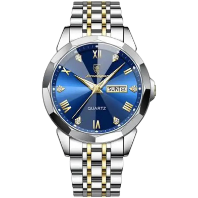 Poedagar 810 Diamond Cart Stainless Steel Luminous Quartz Men Watch image
