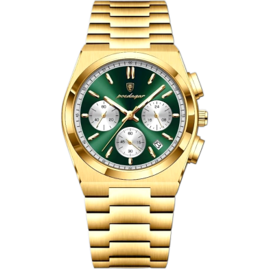 Poedagar 970 New Luxury Man Quartz Watch For Men Waterproof Luminous Date Chronograph Stainless Steel Mens Watches image