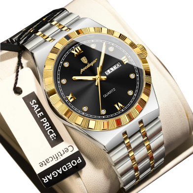 Poldagar Most Elegant Watch Stainless Steel for Men Dial Black (872) image