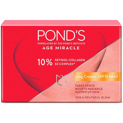Pond's Age Miracle Day Cream SPF15 PA Plus Plus 12 gm With 10 Percent Retinol Collagen B3 Complex for Youthful Glow Cream image