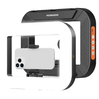 Porodo Lifestyle Handheld Ring Grip Camera And Phone Vlogging Light with Desktop Support And Phone Clamp image
