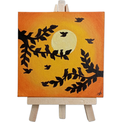 Poronto Bikal Acrylic Paint – Hand-Painted Mini Canvas with Wooden Easel 4×4 Inch image