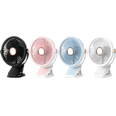 Portable Clip Fan with LED Light – USB Rechargeable 360 Degree Adjustable Mini Desk Fan image