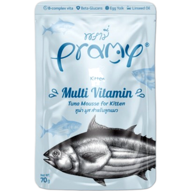 Pramy Cat Pouch Food MULTIVITAMIN - Tuna Mousse For Kitten Cat 70gm | Cat Wet Food image