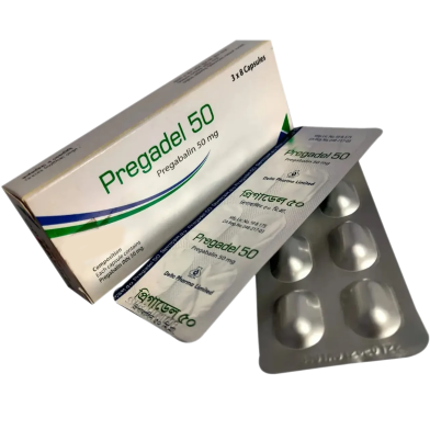 Pregadel 50mg Capsule 8's Strip image