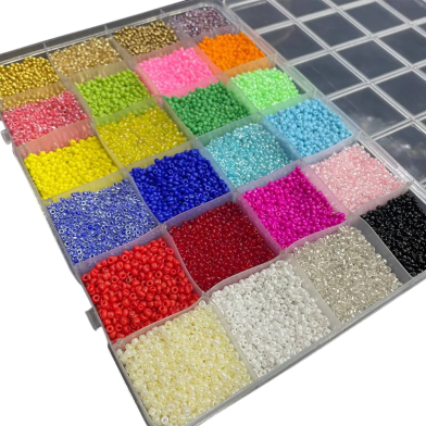 Premium 2mm Seed Beads Kit 24 Colors Plus Free Storage Box image