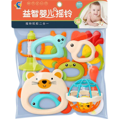 Premium Children'S Teether Early Education Training Set Toy For Baby Hand Teether With Jhunjhuni CN -10 Pcs - 1 Set image
