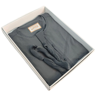 Premium Emirati Kandura Thobe in Deep Ash image