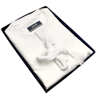 Premium Emirati Kandura Thobe in White Mint image
