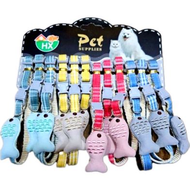 Premium Fish Design Cotton Embroidered Cat, Kitten and Small Dog Adjustable Collar (Any Colour) image